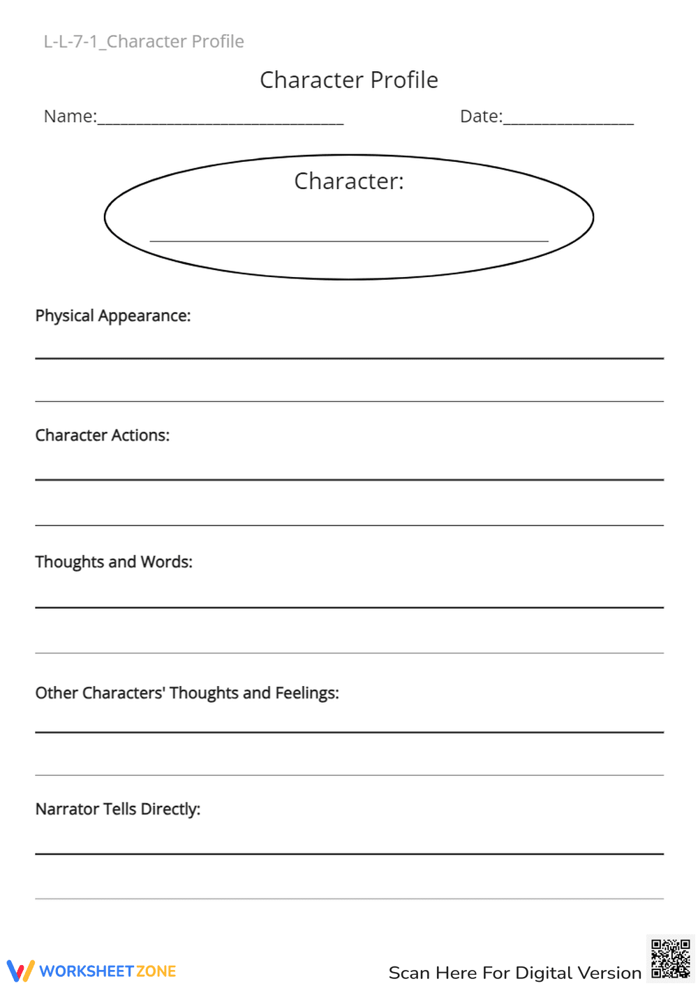 Character Profile Worksheet - Analyze Story Characters! - Page 1