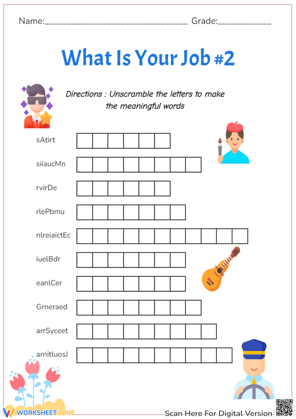 Community Helpers Word Scramble | Essential Grade 2 ELA - Page 1