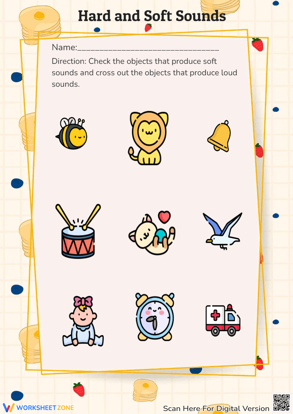 Identifying Hard and Soft Sounds – Worksheet for Kids - Page 1