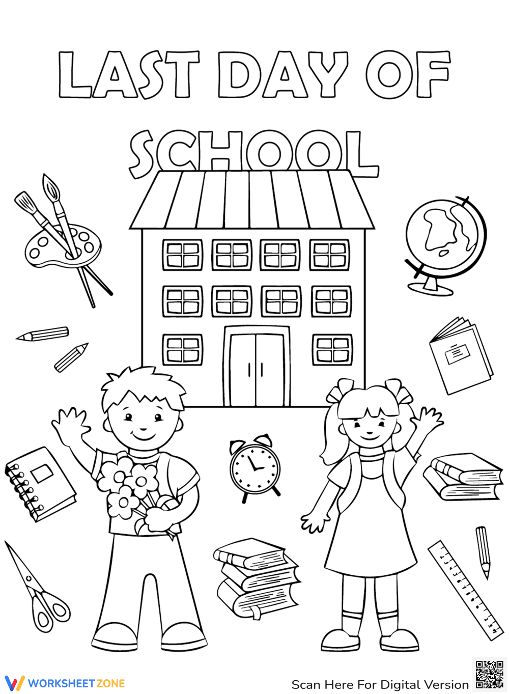 Last Day of School Coloring Fun - Page 1