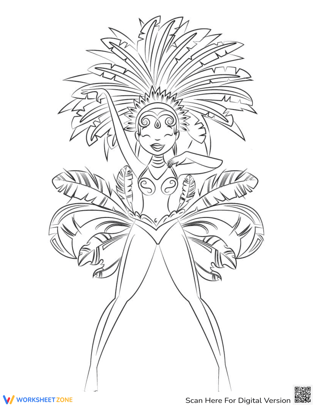 Cinco de Mayo Samba Dancer Coloring Page - Page 1