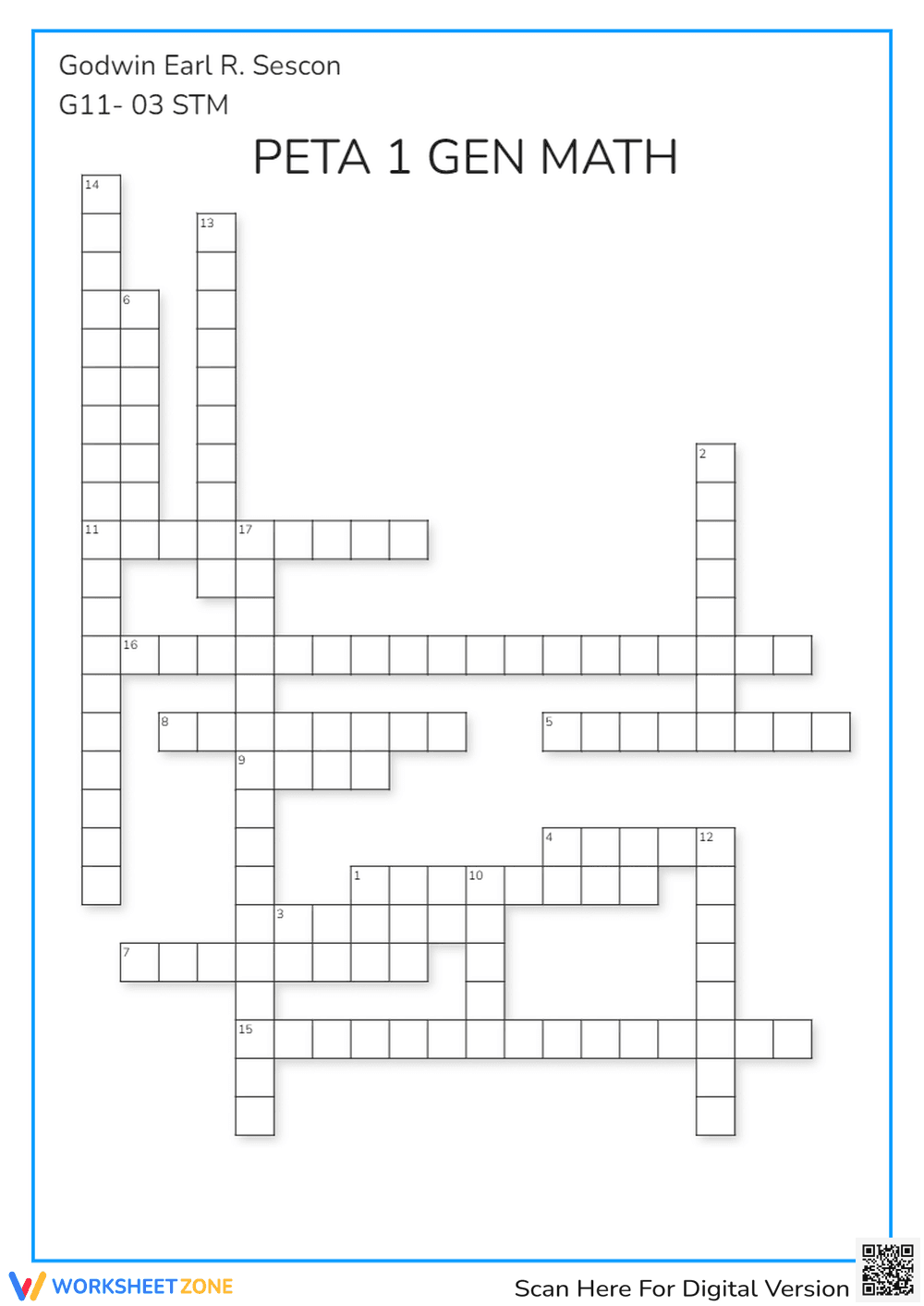 Math crossword puzzle - Page 1