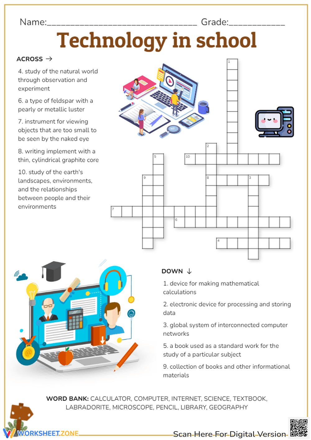Technology in School Crossword | Essential Grade 3-4 - Page 1