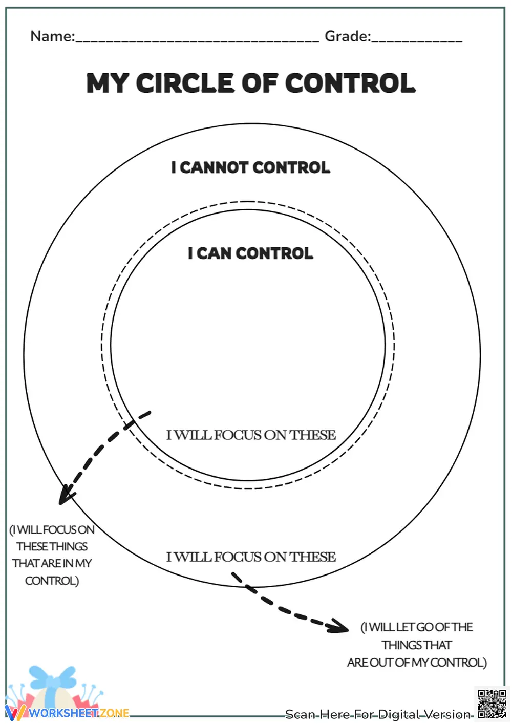 My Circle of Control Worksheet - Page 1