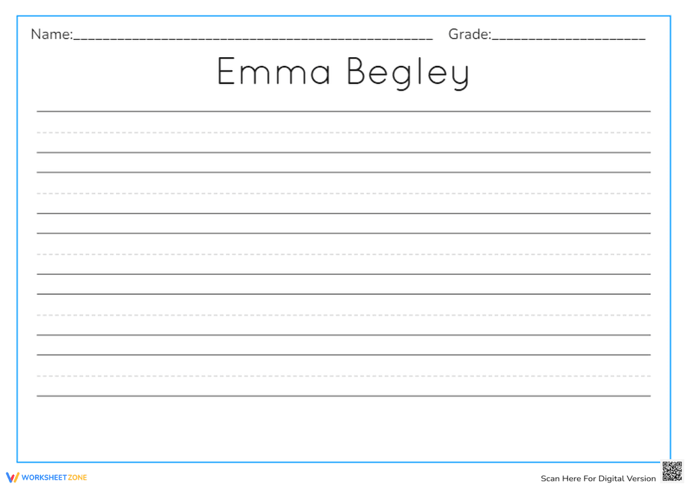 Name Tracing Worksheet: Emma Begley - Page 1