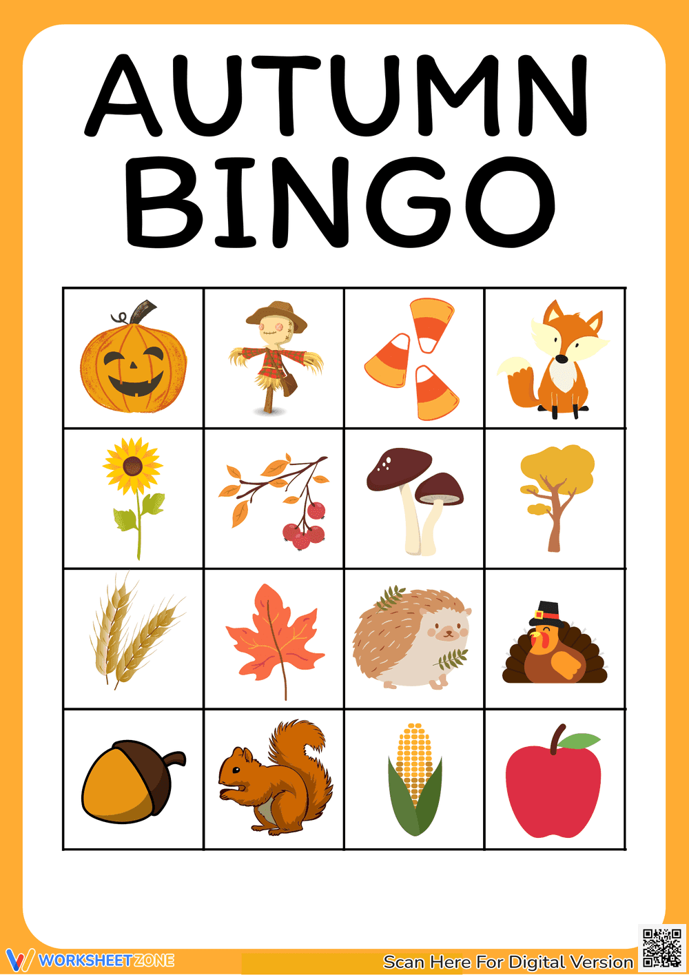 Fun Autumn Bingo Game for Students - Page 1