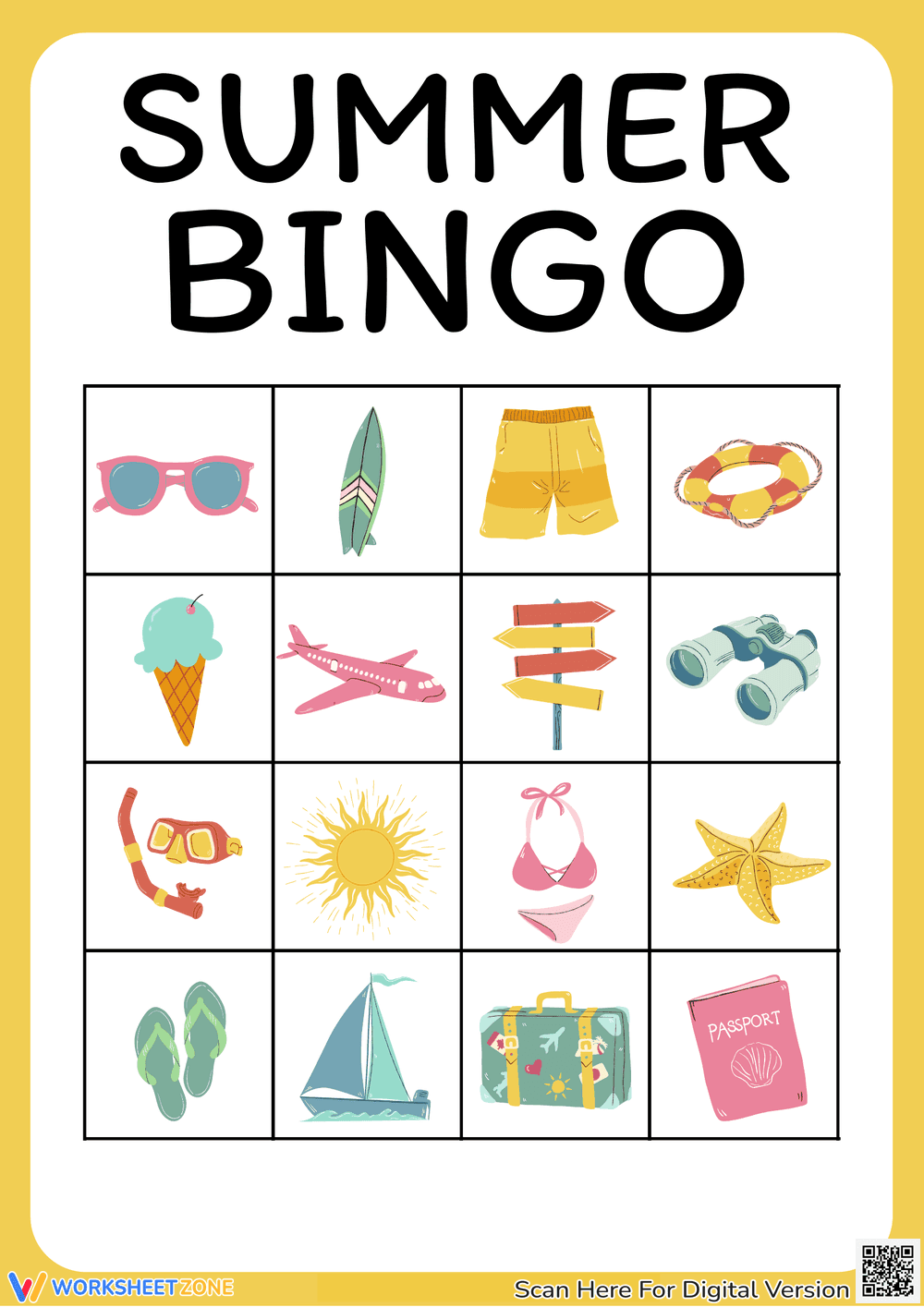 Engaging Summer Bingo Card Game - Page 1