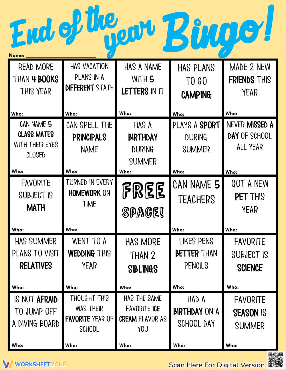 Exciting End of the Year Bingo Game - Page 1