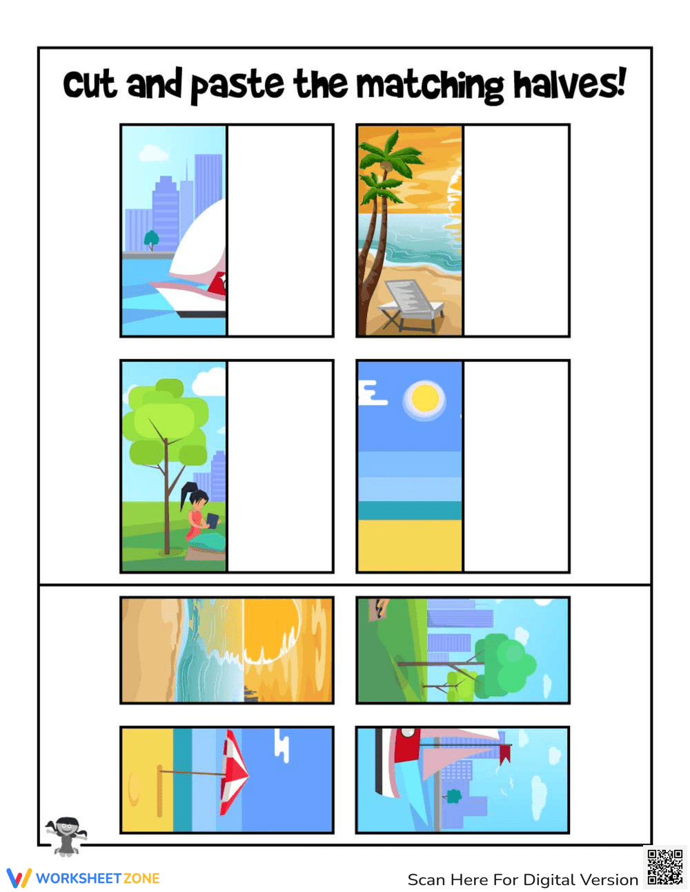 Summer Cut and Paste Puzzle Activity - Page 1