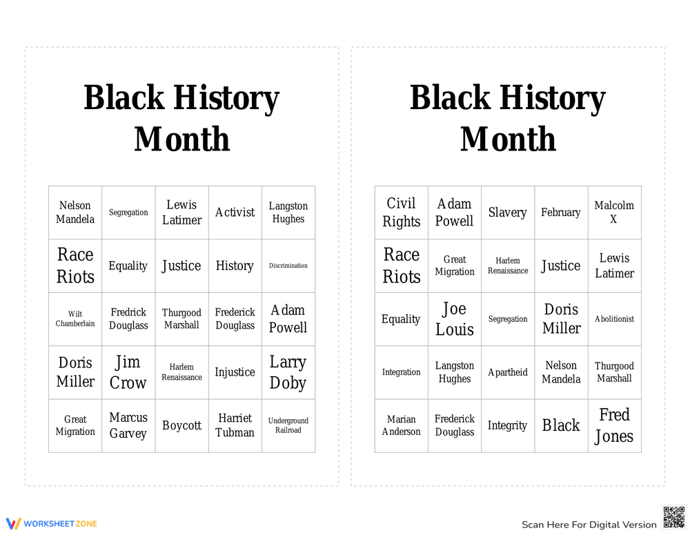 Fun Black History Month Bingo Activity - Page 1