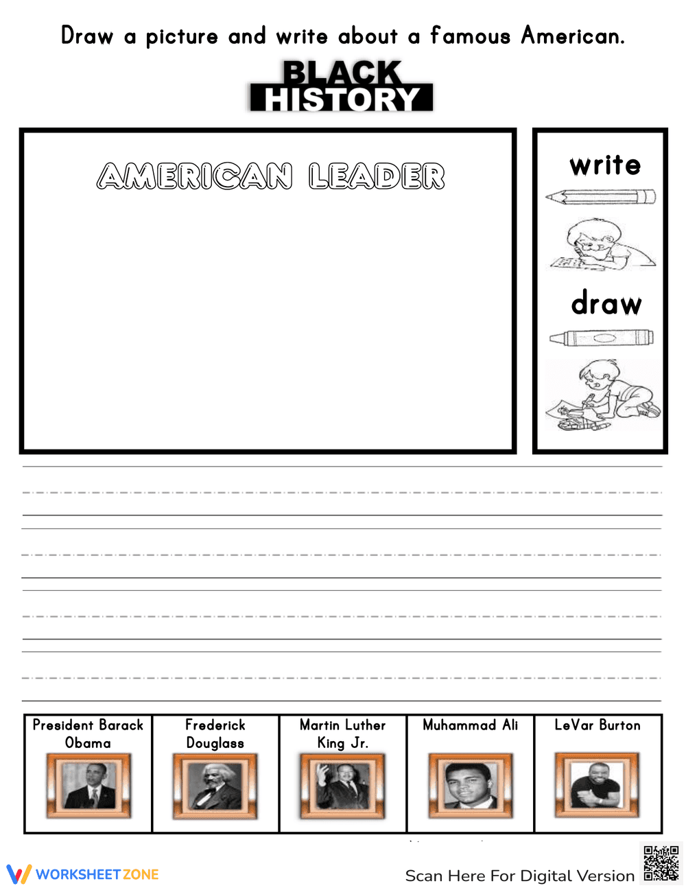 Black History Drawing Practice Activity - Page 1