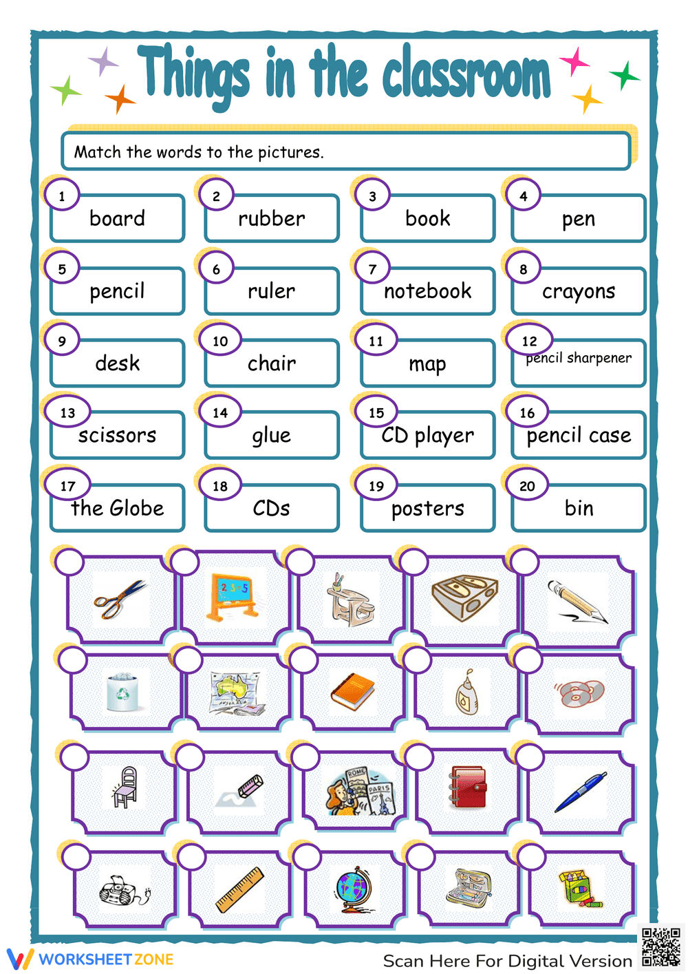 Things in the Classroom Worksheet - Page 1