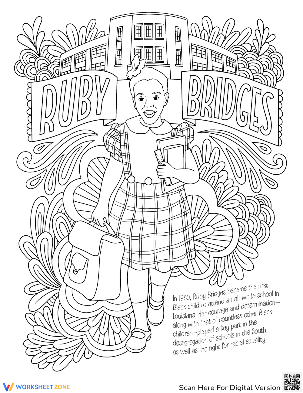 Ruby Bridges Coloring Page: A Civil Rights Hero - Page 1