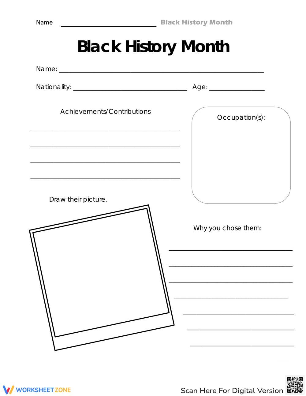 Black History Month Worksheet - Page 1