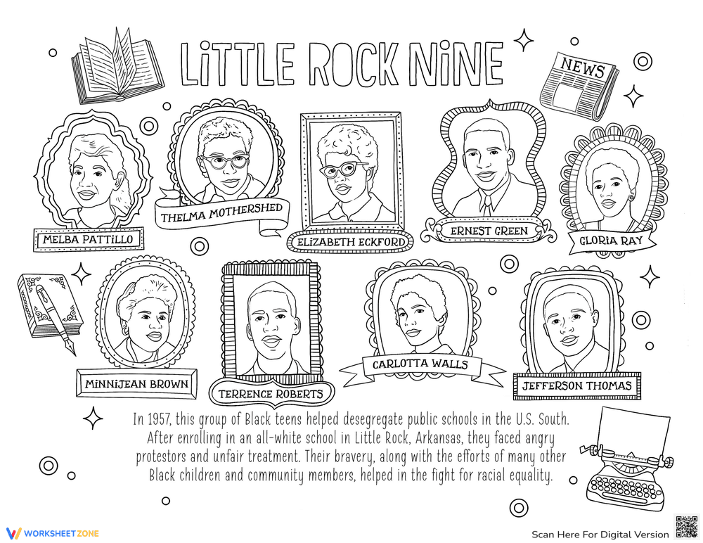 Little Rock Nine Coloring Page - Page 1