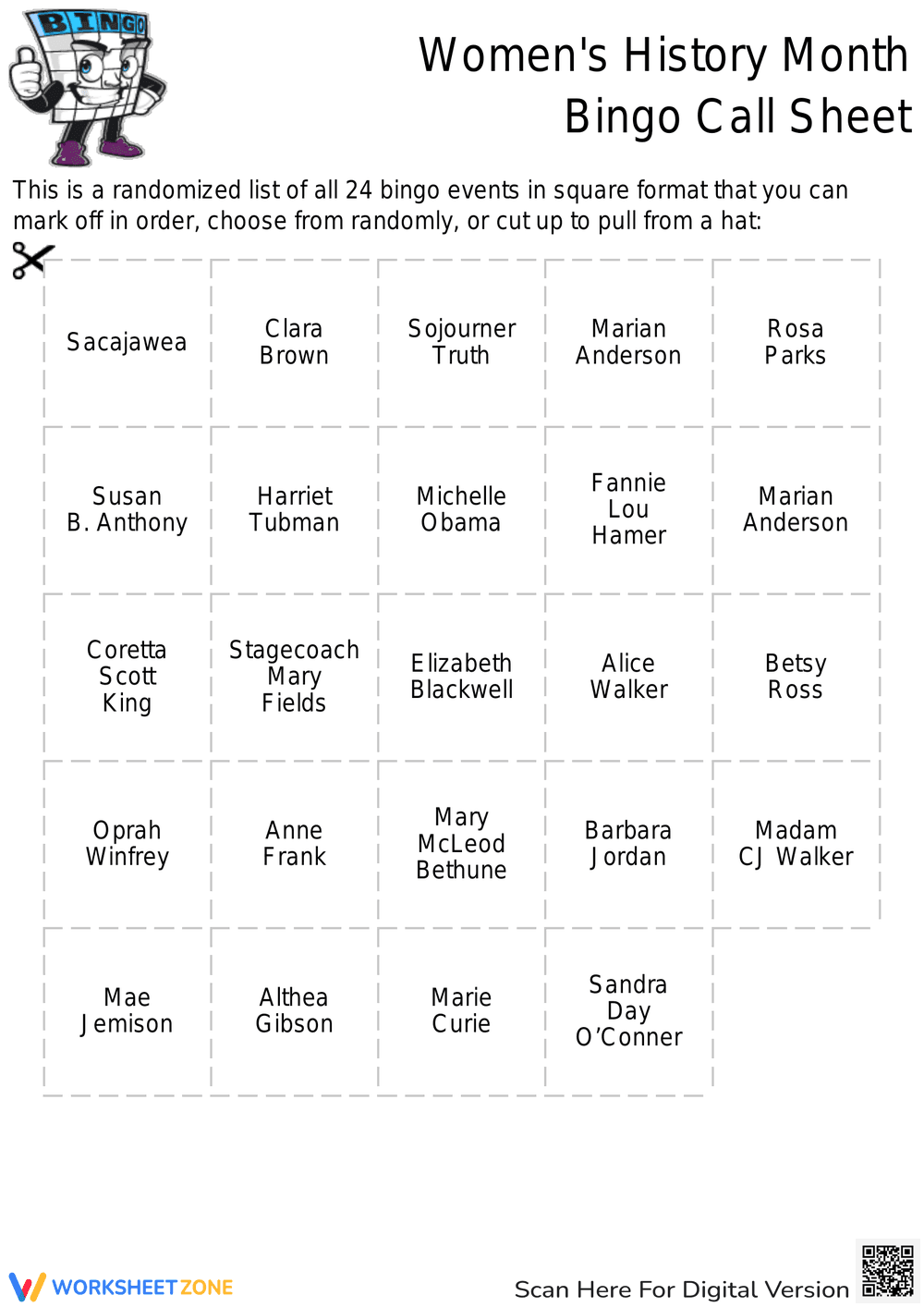 Women's History Month Bingo Cards for Learning - Page 1