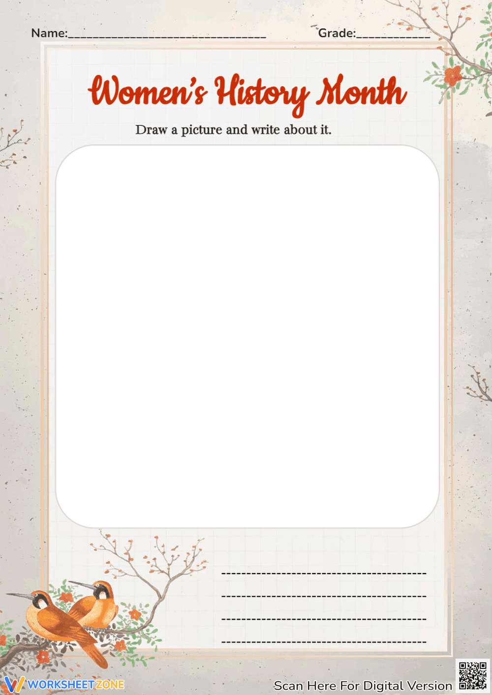 Women's History Month Drawing Practice | Printable - Page 1