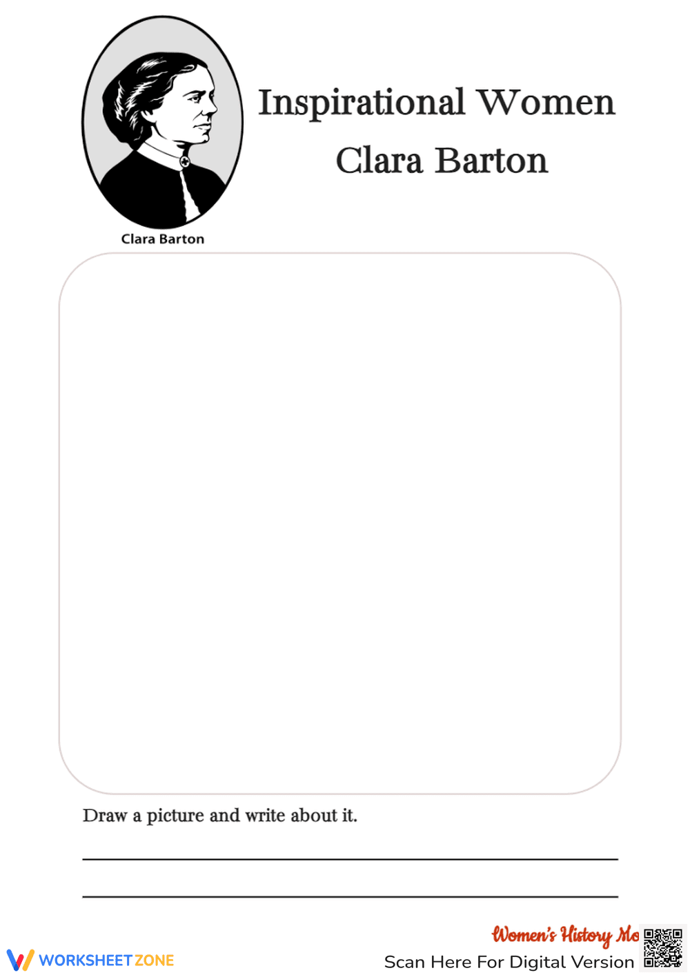 Clara Barton Worksheet: Printable Grade 1-3 Activity - Page 1