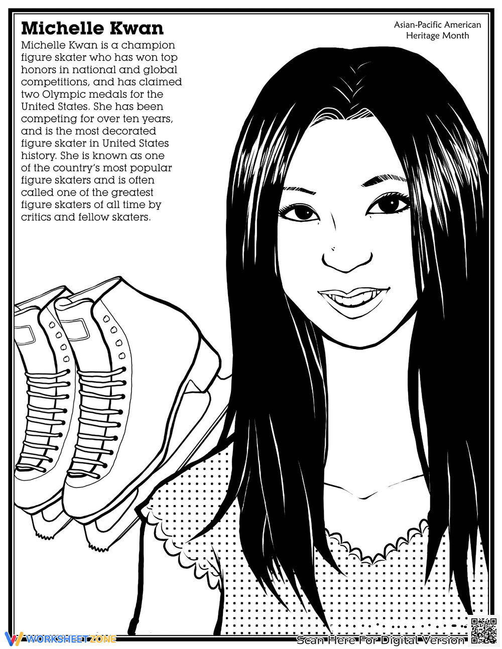 Michelle Kwan Coloring Page | Grade 1-5 Essential - Page 1