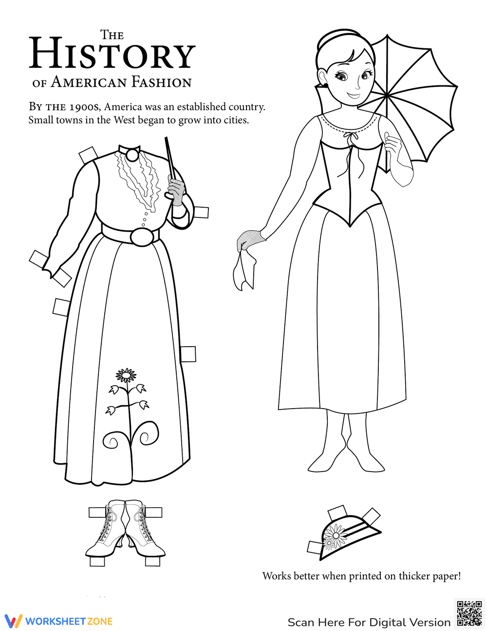 Victorian Paper Doll Worksheet - Page 1