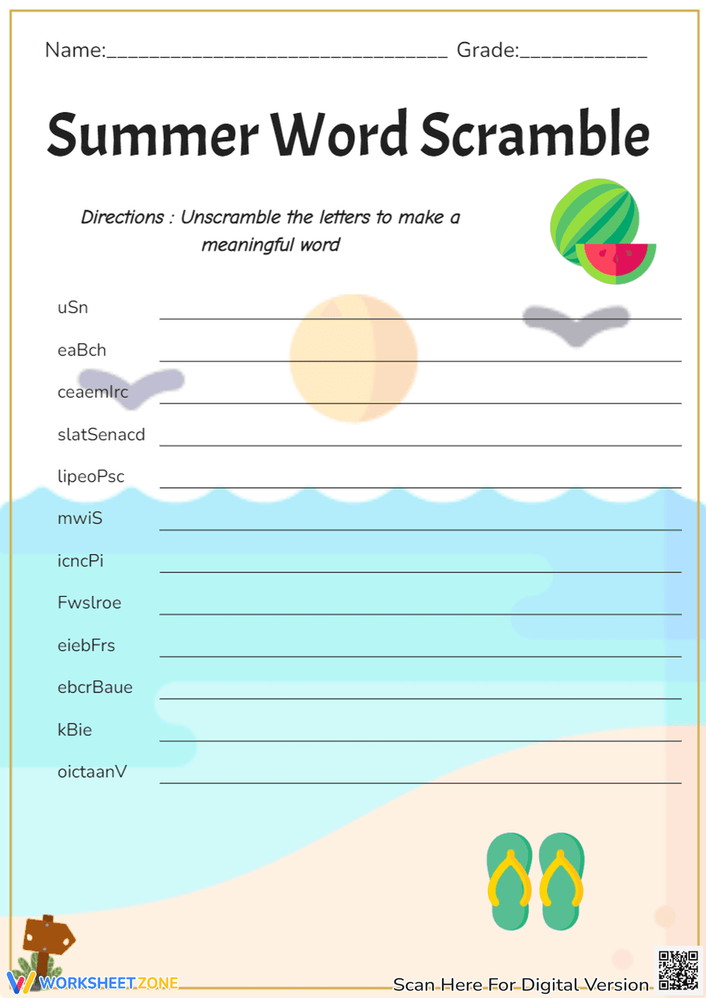 Brain-Boosting Summer Word Game - Page 1