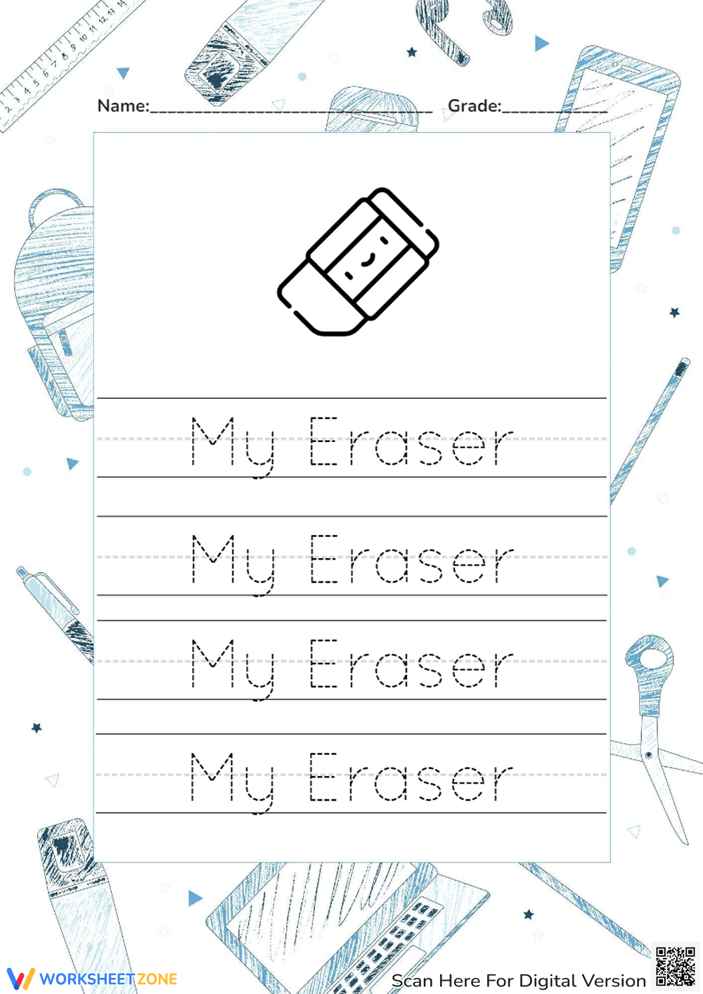 Tracing Practice: My Eraser - Page 1