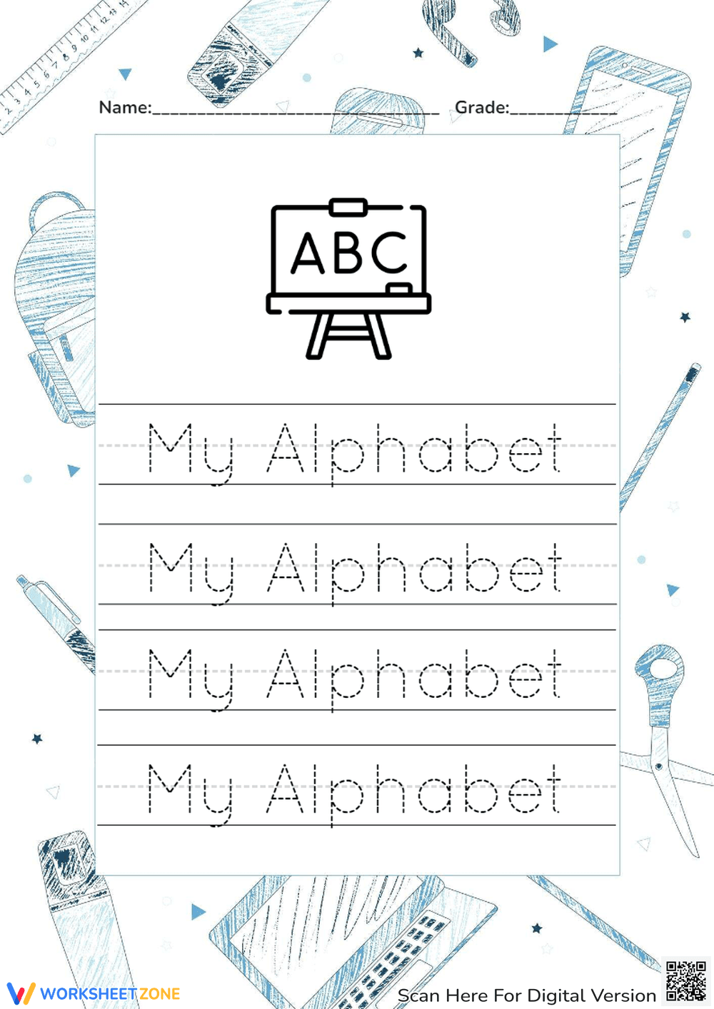 My Alphabet Tracing Worksheet - Page 1