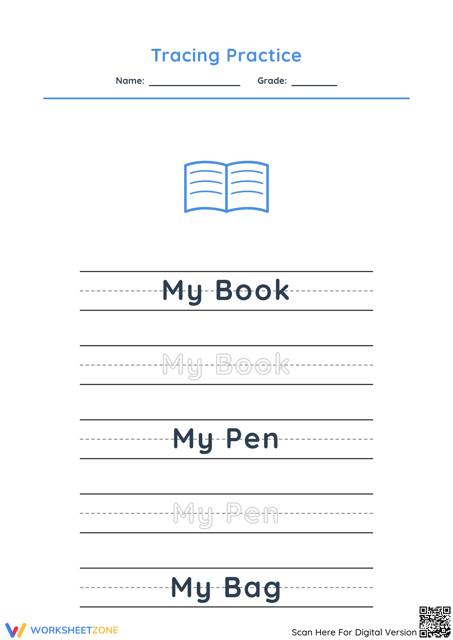 Printable Word Tracing Worksheet | Grade K ELA - Page 1