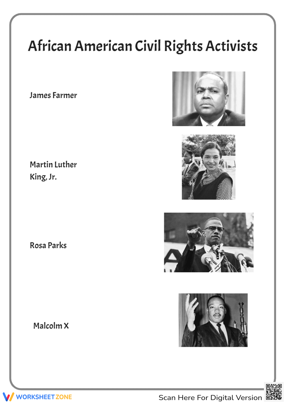 African American Civil Rights Activists Matching - Page 1