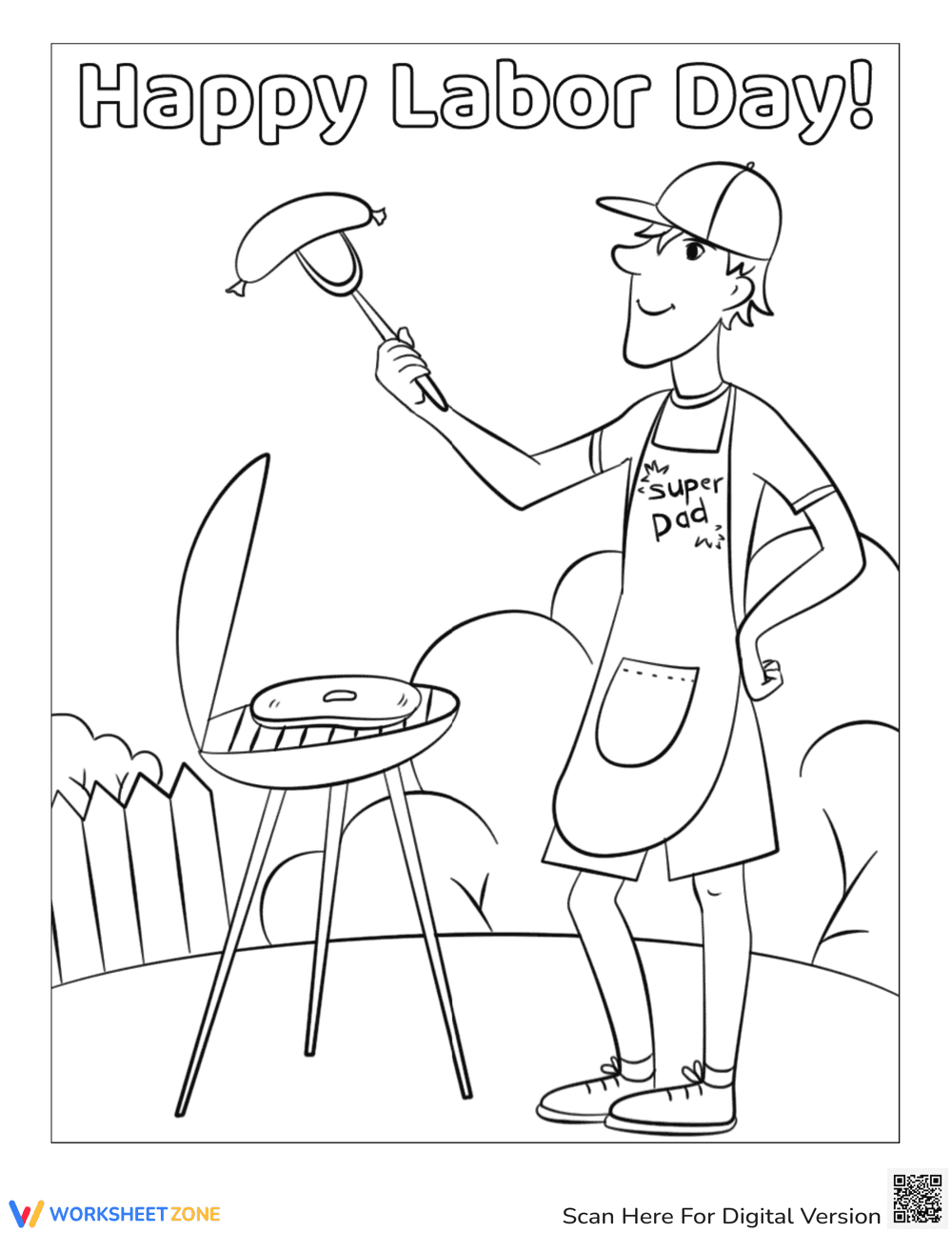 Happy Labor Day Coloring Page for Kids - Page 1