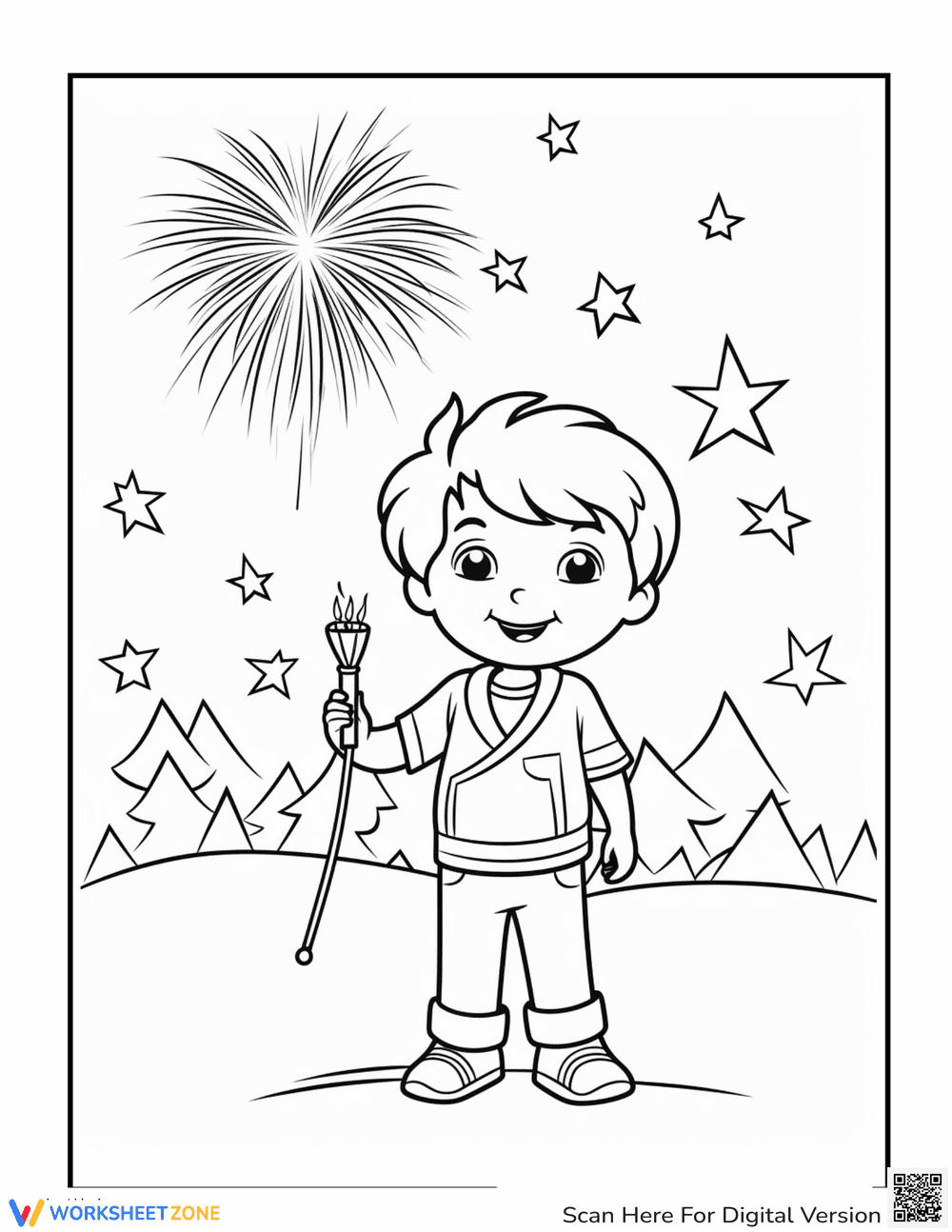4th of July Coloring for Kids - Page 1