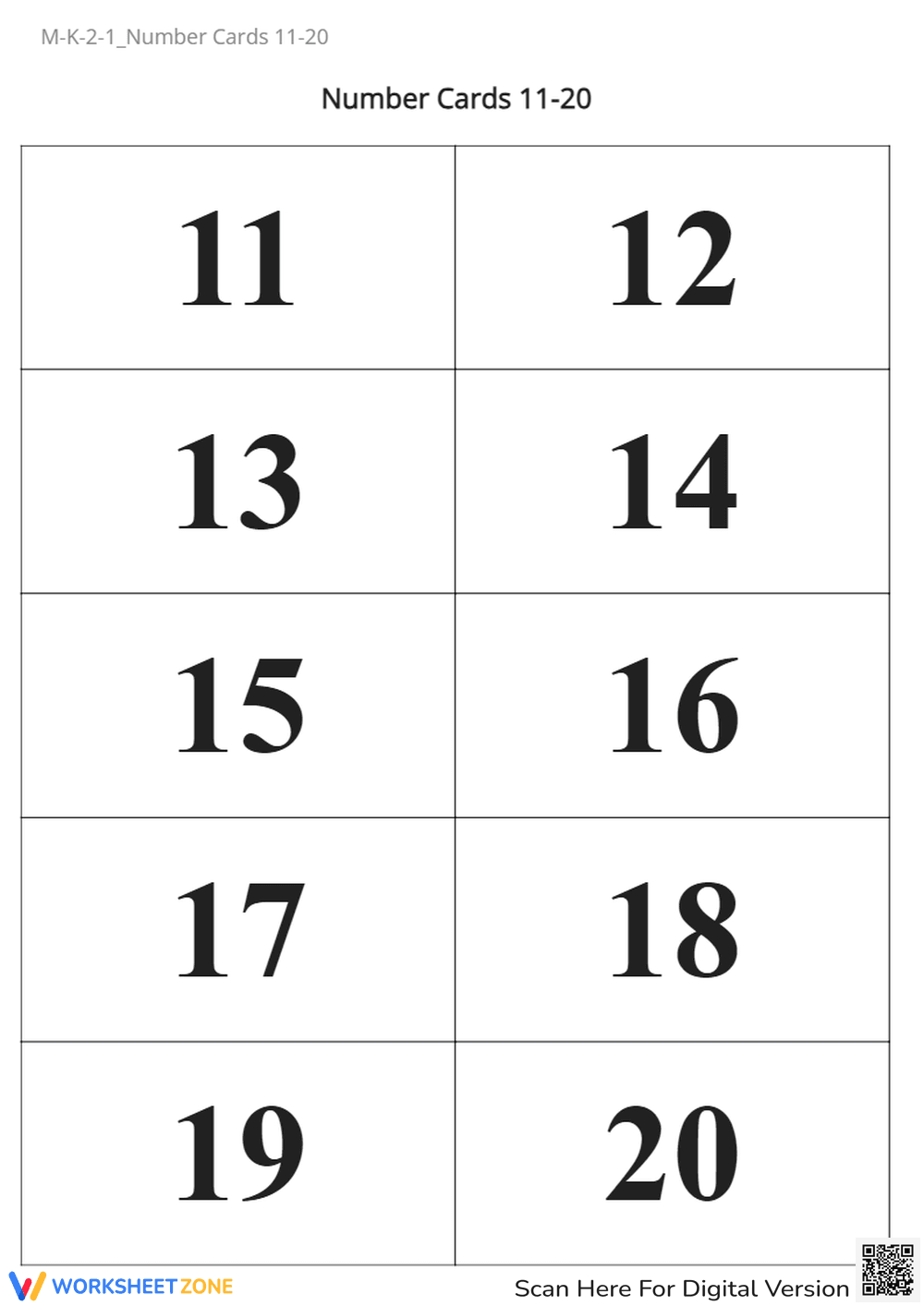 M-K-2-1_Number Cards 11-20 - Page 1