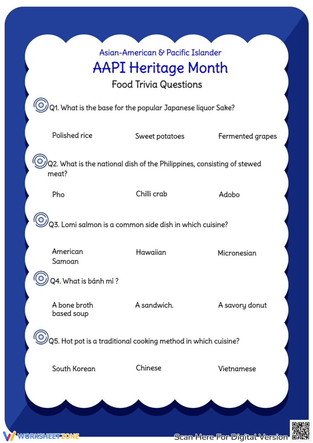 AAPI Heritage Month Food Trivia | Essential Grade 2-5 - Page 1