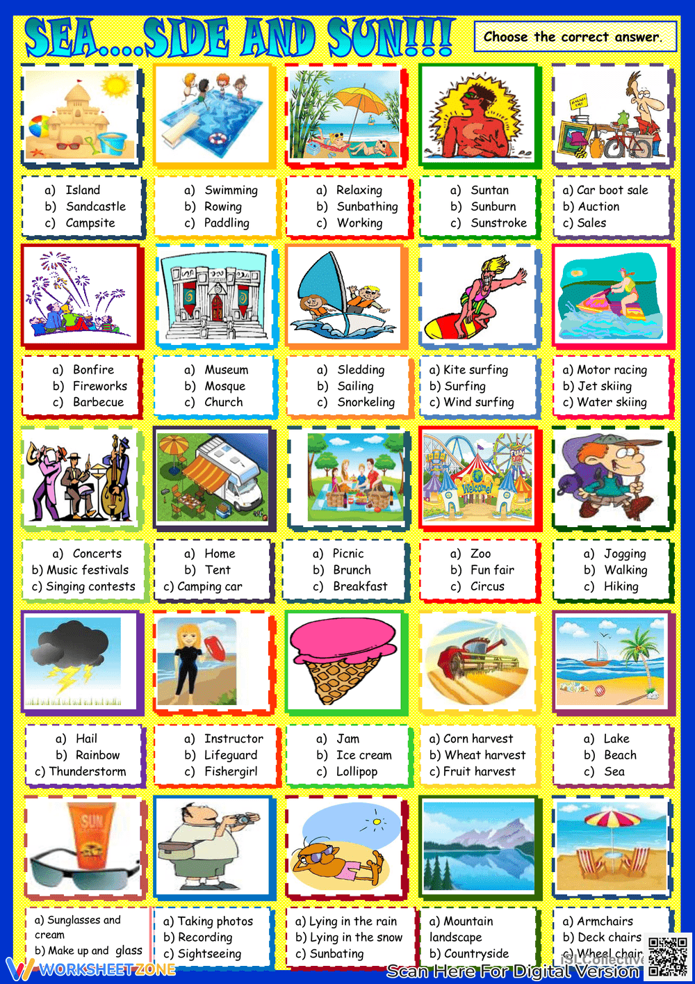 Seaside Activities: Summer-Themed Worksheet - Page 1