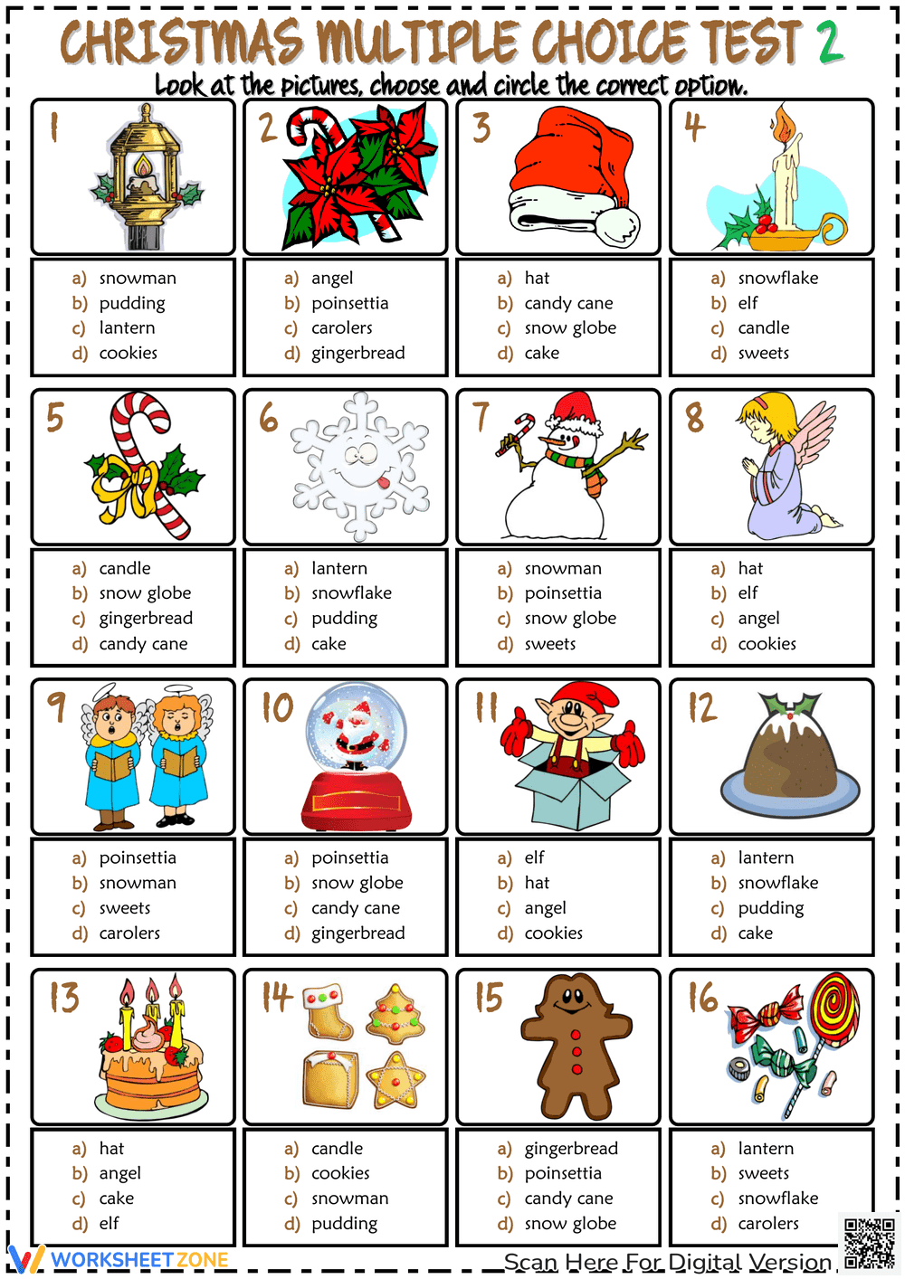 Grade 1-3 Christmas Vocabulary — Printable No-Prep Worksheet - Page 1