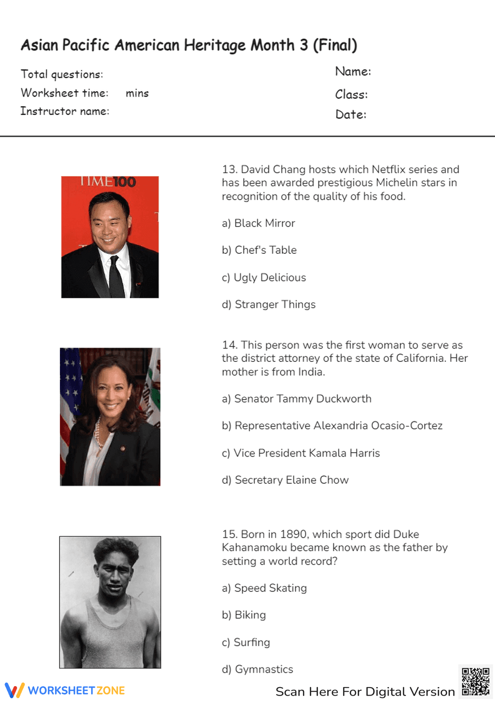 Essential AAPI Heritage Month Quiz | Grade 8 Printable - Page 1