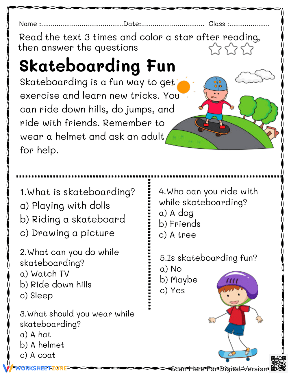 Skateboarding Fun Worksheet - Page 1