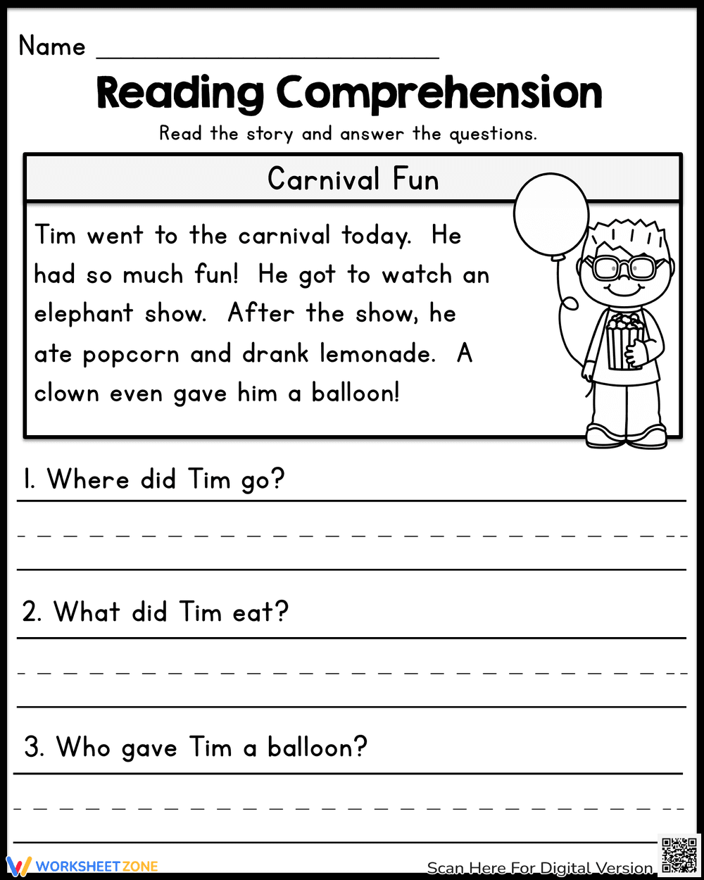 Reading Comprehension: Carnival Fun - Page 1