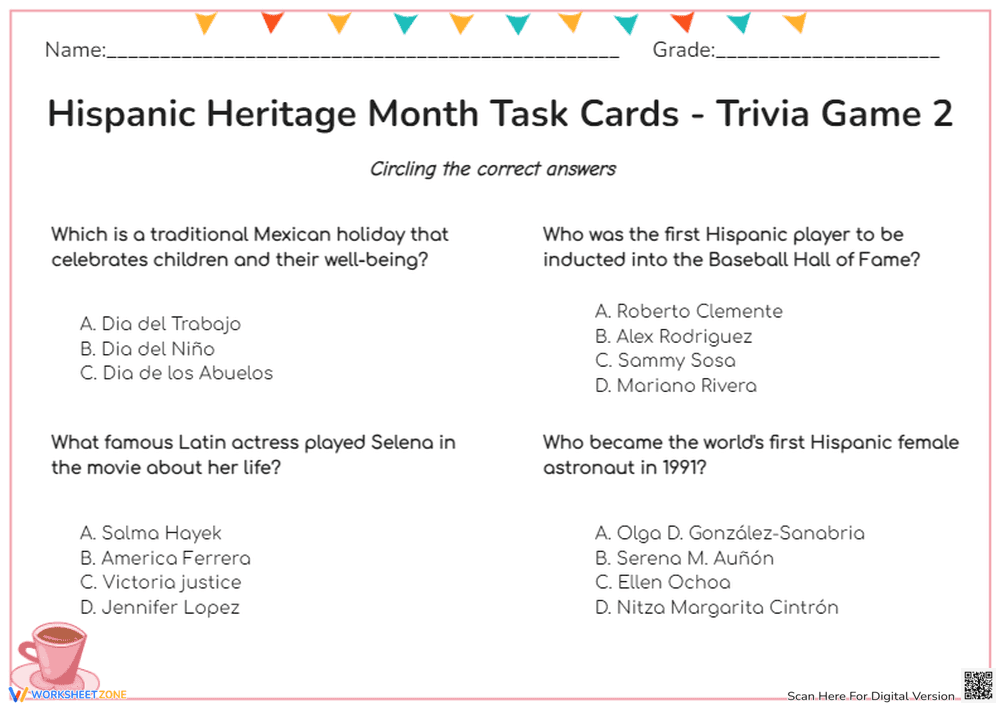 Hispanic Heritage Month Trivia | Essential Grade 1-3 - Page 1