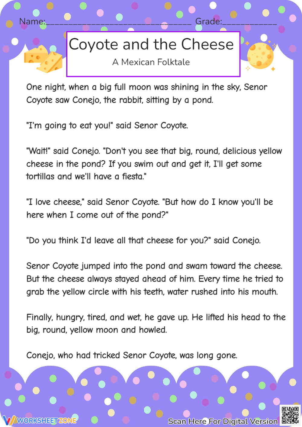Coyote & the Cheese: Mexican Folktale Reading Comprehension - Page 1