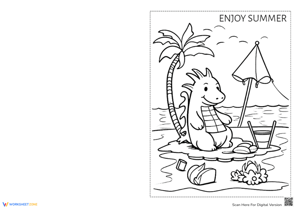 Design Summer Cards with Fun Coloring - Page 1
