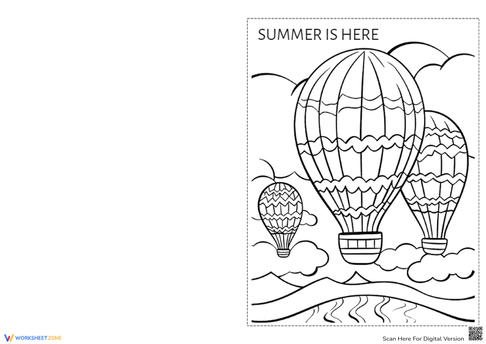Summer Hot Air Balloon Card | Printable Grade K-2 Craft - Page 1