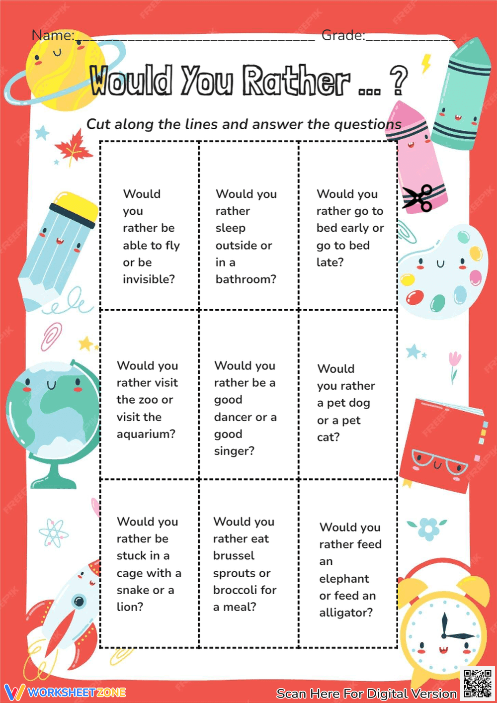 Back to School Would You Rather | Essential Grade 1-3 - Page 1