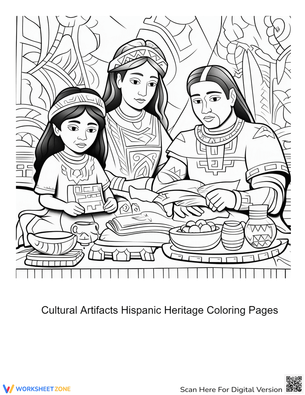Cultural Artifacts: Hispanic Heritage Coloring - Page 1