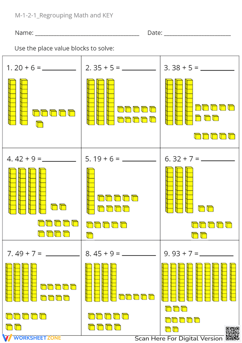 M-1-2-1_Regrouping Math and KEY - Page 1