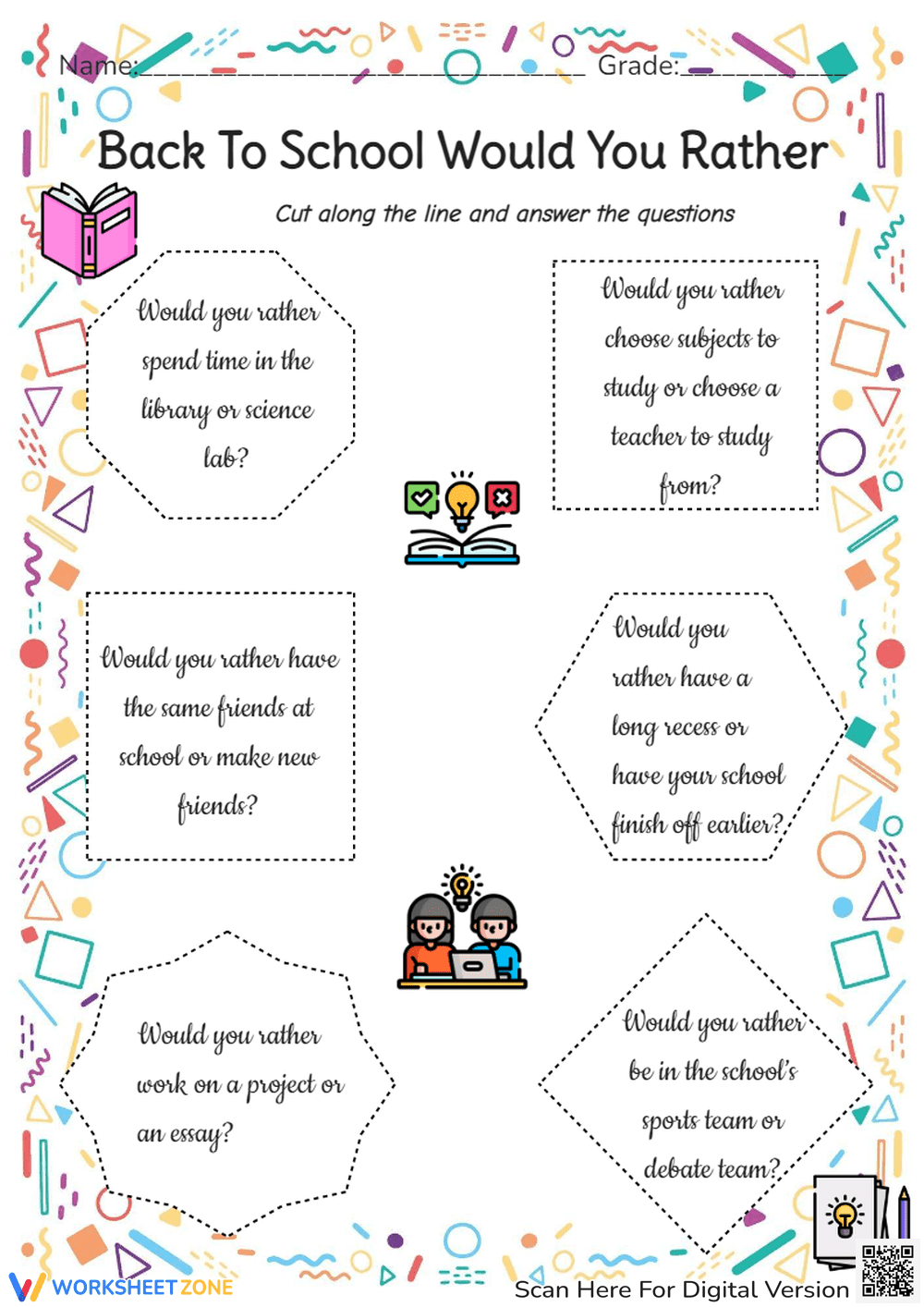 Back To School Would You Rather | Essential Grade 1-3 - Page 1