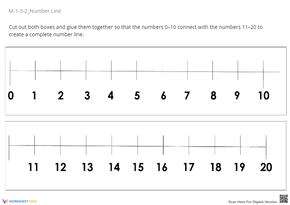 Number Line 0-20: Cut, Glue & Learn! K-1 Math Activity - Page 1
