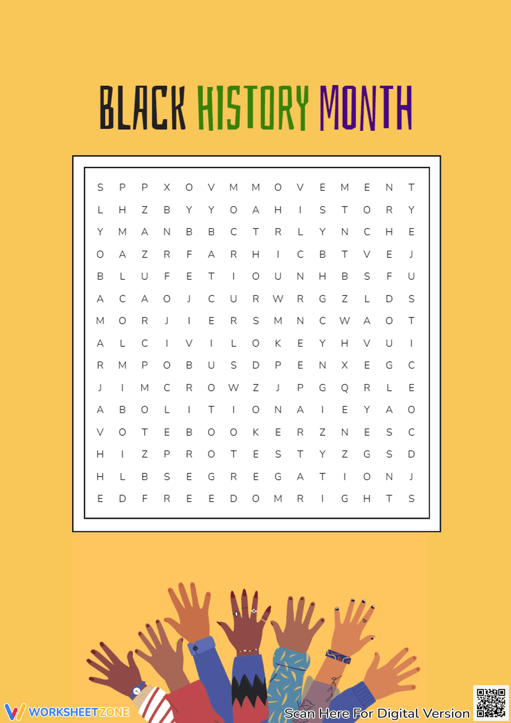 Black History Month Word Search Puzzle - Page 1