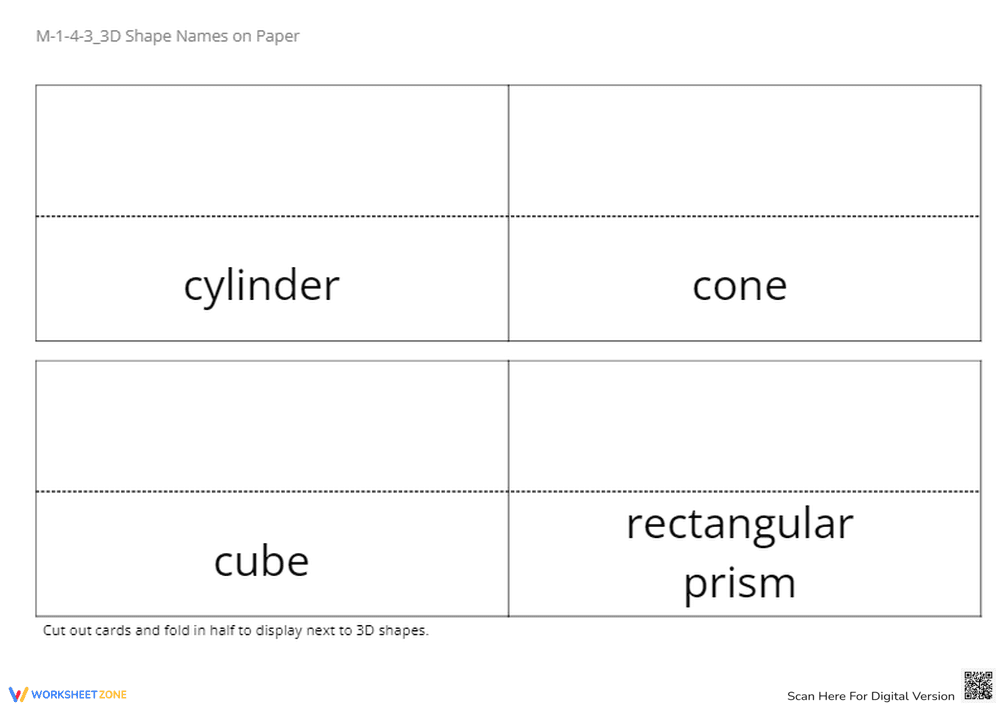 3D Shapes Foldable Cards - Learn Cylinder, Cone, Cube, Prism! - Page 1