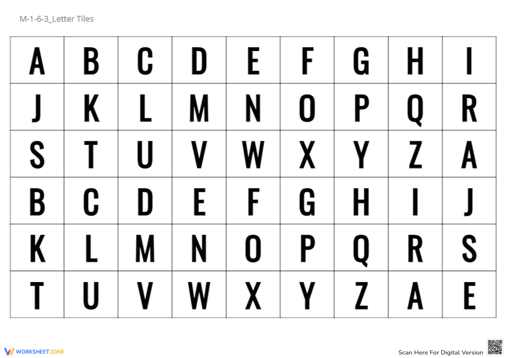 Printable Alphabet Letter Tiles - Early Literacy Learning Fun - Page 1
